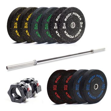 Body Power 170kg Hi-Temp Rubber Crumb Olympic Bumper Set
