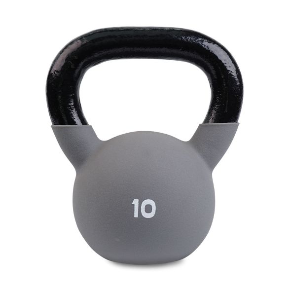 Body Power 10kg Neoprene Covered Kettlebell (Grey)