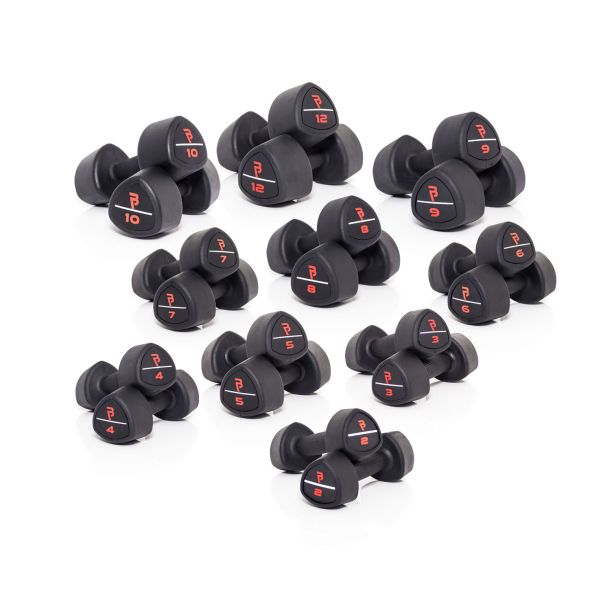 Body Power Studio Rubber Dumbbell Set - 2kg-12kg