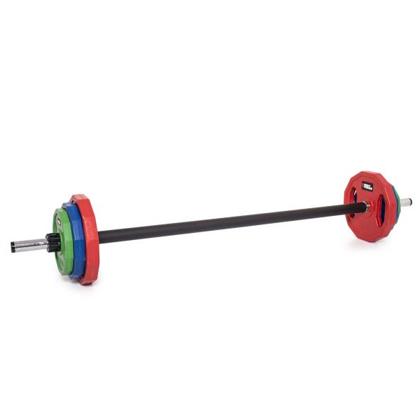 Body Power 17.5Kg Classic Rubber Studio Weight Plate Set and 2.5kg Studio Bar