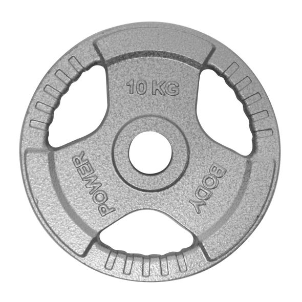 Body Power 10Kg Tri Grip Cast Iron Olympic Weight Plates (x2)