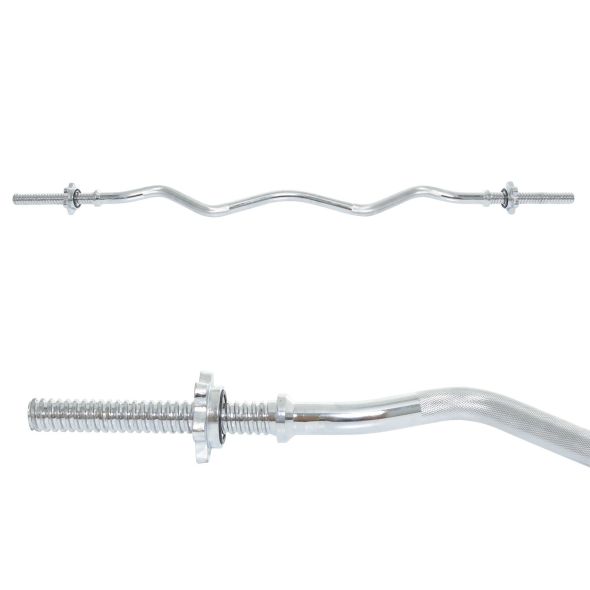 Body Power 4ft Solid Spinlock Standard EZ Curl Bar
