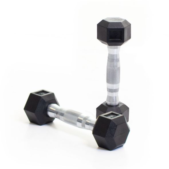 Body Power 1Kg Rubber Hex Dumbbells (x2)