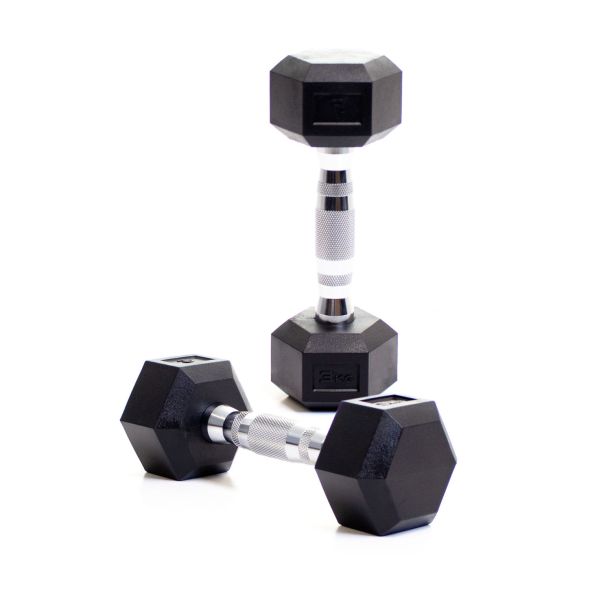 Body Power 3Kg Rubber Hex Dumbbells (x2)