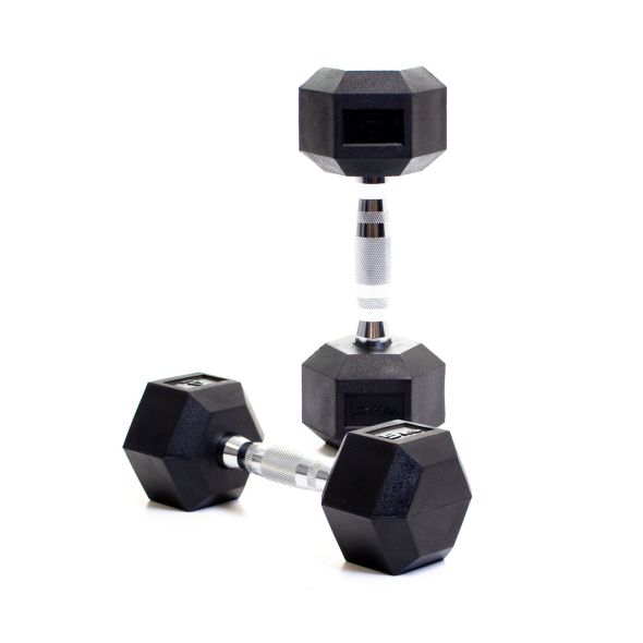 Body Power 5Kg Rubber Hex Dumbbells (x2)