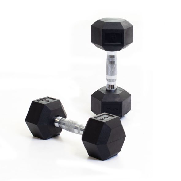 Body Power 8Kg Rubber Hex Dumbbells (x2)