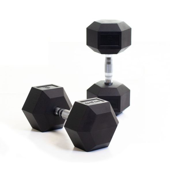 Body Power 20Kg Rubber Hex Dumbbells (x2)