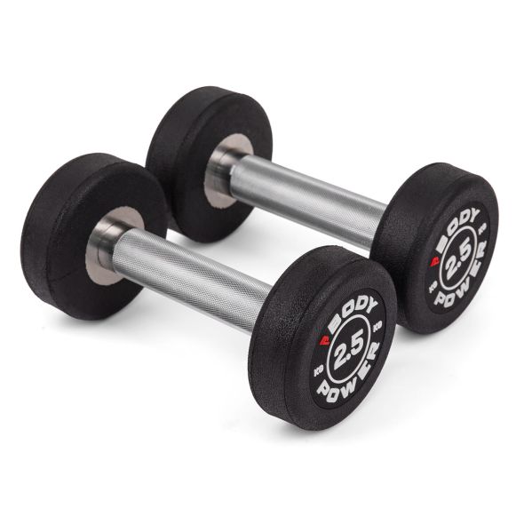 Body Power 2.5kg Pro Round Rubber Dumbbells (x2)