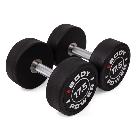 Body Power 17.5kg Pro Round Rubber Dumbbells (x2)