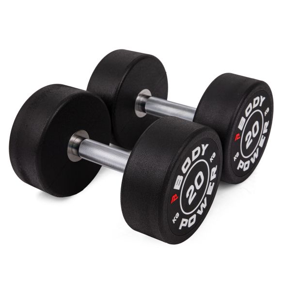Body Power 20kg Pro Round Rubber Dumbbells (x2)