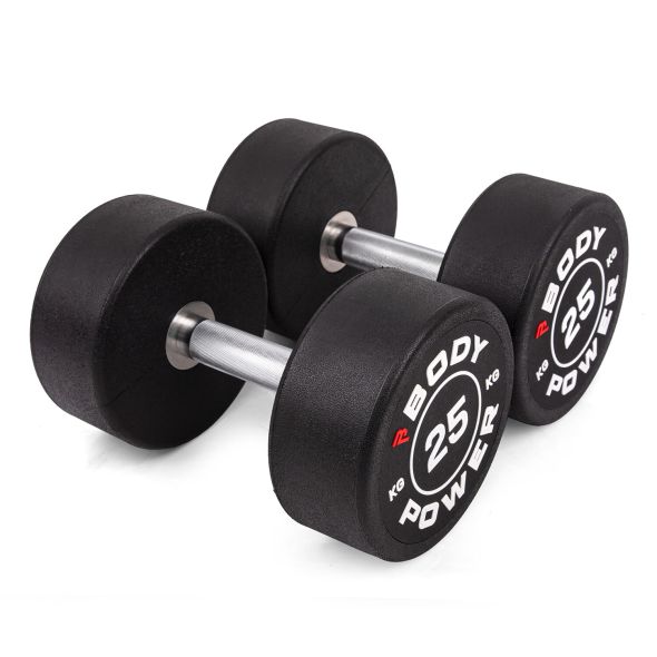 Body Power 25kg Pro Round Rubber Dumbbells (x2)