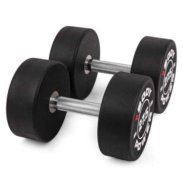 Body Power 27.5kg Pro Round Rubber Dumbbells (x2)