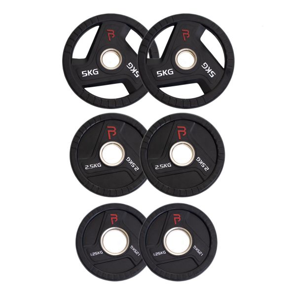 Body Power 17.5kg Rubber Tri-Grip Olympic Weight Plate Set