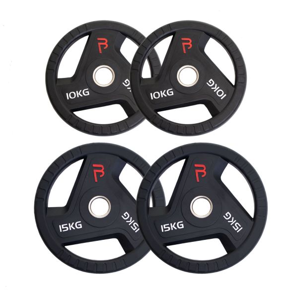 Body Power 50kg Rubber Tri-Grip Olympic Weight Plate Set