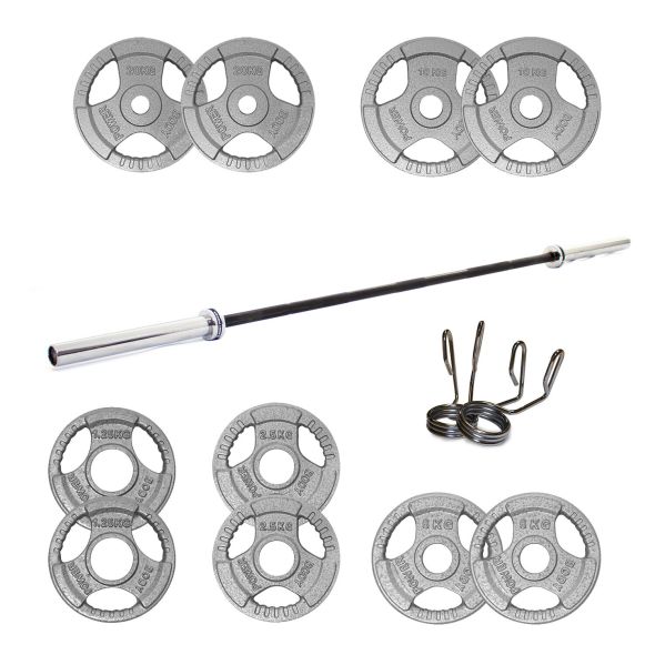 Body Power 97.5kg Cast Iron Tri-Grip Olympic Weight Set