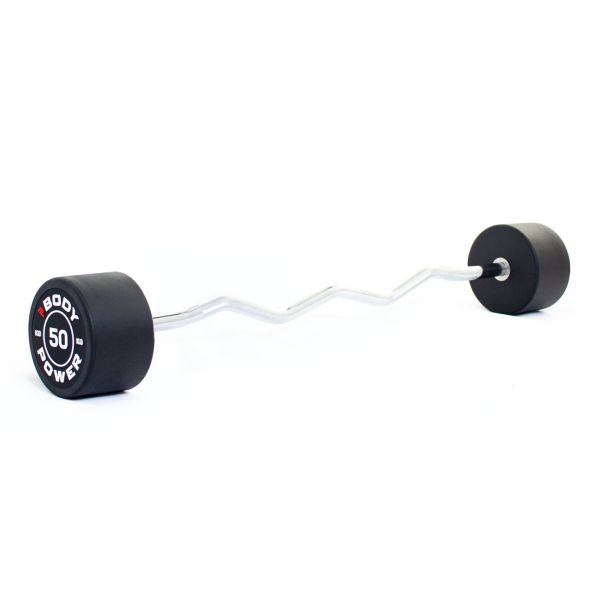 Body Power Pro Round Rubber EZ-Curl Fixed Barbell