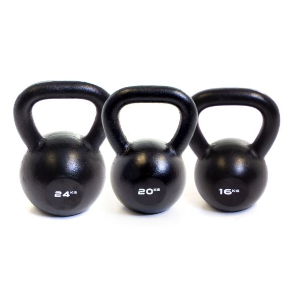 Body Power 16kg, 20kg & 24kg Cast Iron Kettlebell Set