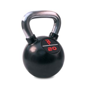 Body Power 20kg Black Rubber Coated Kettlebell with Chrome Handle