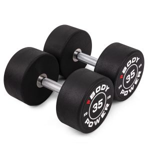 Body Power 35kg Pro Round Rubber Dumbbells (x2)