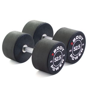 Body Power 52.5kg Pro Round Rubber Dumbbells (x2)