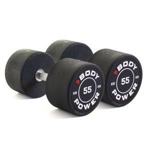 Body Power 55kg Pro Round Rubber Dumbbells (x2)