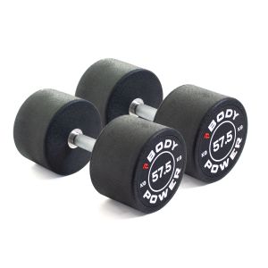 Body Power 57.5kg Pro Round Rubber Dumbbells (x2)