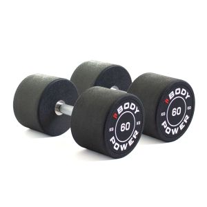 Body Power 60kg Pro Round Rubber Dumbbells (x2)
