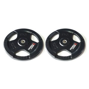 Body Power 10Kg Rubber Encased Tri Grip Standard Weight Plates (x2)
