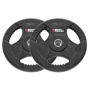 Body Power 5Kg Rubber Encased Tri Grip Standard Weight Plates (x2)