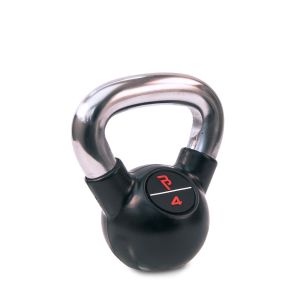 Body Power 4kg Black Rubber Coated Kettlebell with Chrome Handle
