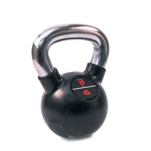 Body Power 6kg Black Rubber Coated Kettlebell with Chrome Handle