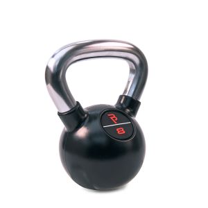 Body Power 8kg Black Rubber Coated Kettlebell with Chrome Handle