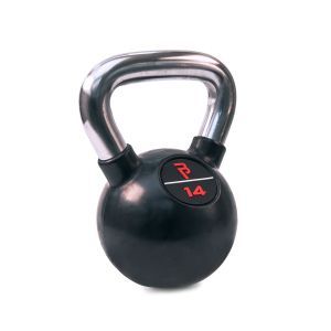 Body Power 14kg Black Rubber Coated Kettlebell with Chrome Handle