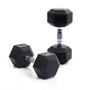 Body Power 15Kg Rubber Hex Dumbbells (x2)