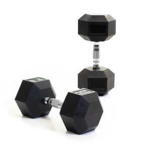 Body Power 17.5Kg Rubber Hex Dumbbells (x2)