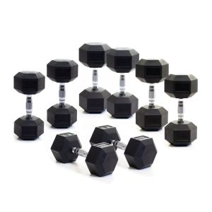Body Power Rubber Hex Dumbbell Set - 12.5kg, 15kg, 17.5kg and 20kg Pairs