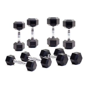 Body Power Rubber Hex Dumbbell Set  - 2.5kg, 5kg, 7.5kg and 10kg Pairs