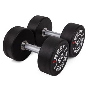 Body Power 20kg Pro Round Rubber Dumbbells (x2)