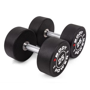 Body Power 25kg Pro Round Rubber Dumbbells (x2)