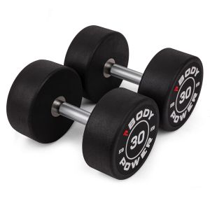 Body Power 30kg Pro Round Rubber Dumbbells (x2)