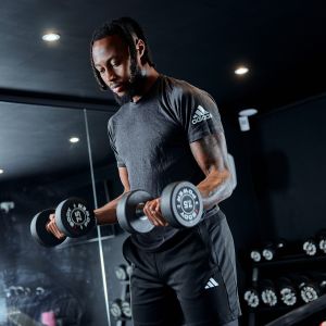 Body Power Pro Round Rubber Dumbbell Set - 2.5kg to 12.5kg and 32 Inch 2-Tier Rack