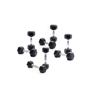 Body Power Rubber Hex Dumbbell Set - 2kg, 4kg, 6kg and 8kg Pairs