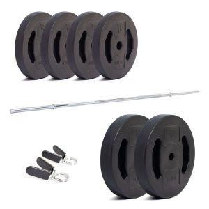Body Power Standard Bar and Dual Grip Vinyl Plate Set - 36kg Total Weight