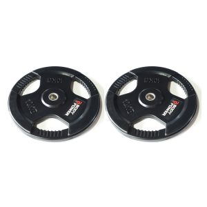 Body Power 10Kg Rubber Encased Tri Grip Standard Weight Plates (x2)