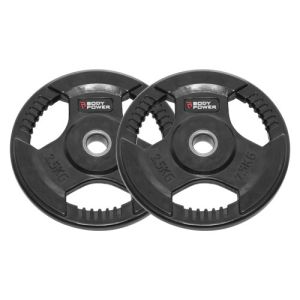 Body Power 2.5Kg Rubber Encased Tri Grip Standard Weight Plates (x2)