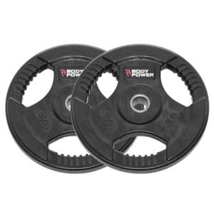 Body Power 5Kg Rubber Encased Tri Grip Standard Weight Plates (x2)