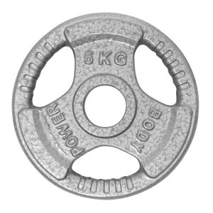 Body Power 5Kg Tri-Grip Cast Iron Olympic Weight Plates (x2)