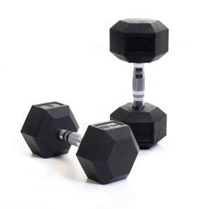 Body Power 15Kg Rubber Hex Dumbbells (x2)