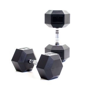 Body Power 30KG Rubber Hex Dumbbells (x2)