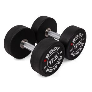 Body Power 17.5kg Pro Round Rubber Dumbbells (x2)